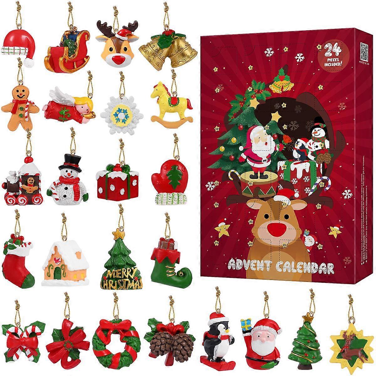 Countdown To Christmas Advent Calendar With 24pcs Christmas Tree Hanging Ornaments For Xmas Tree Holiday Decor