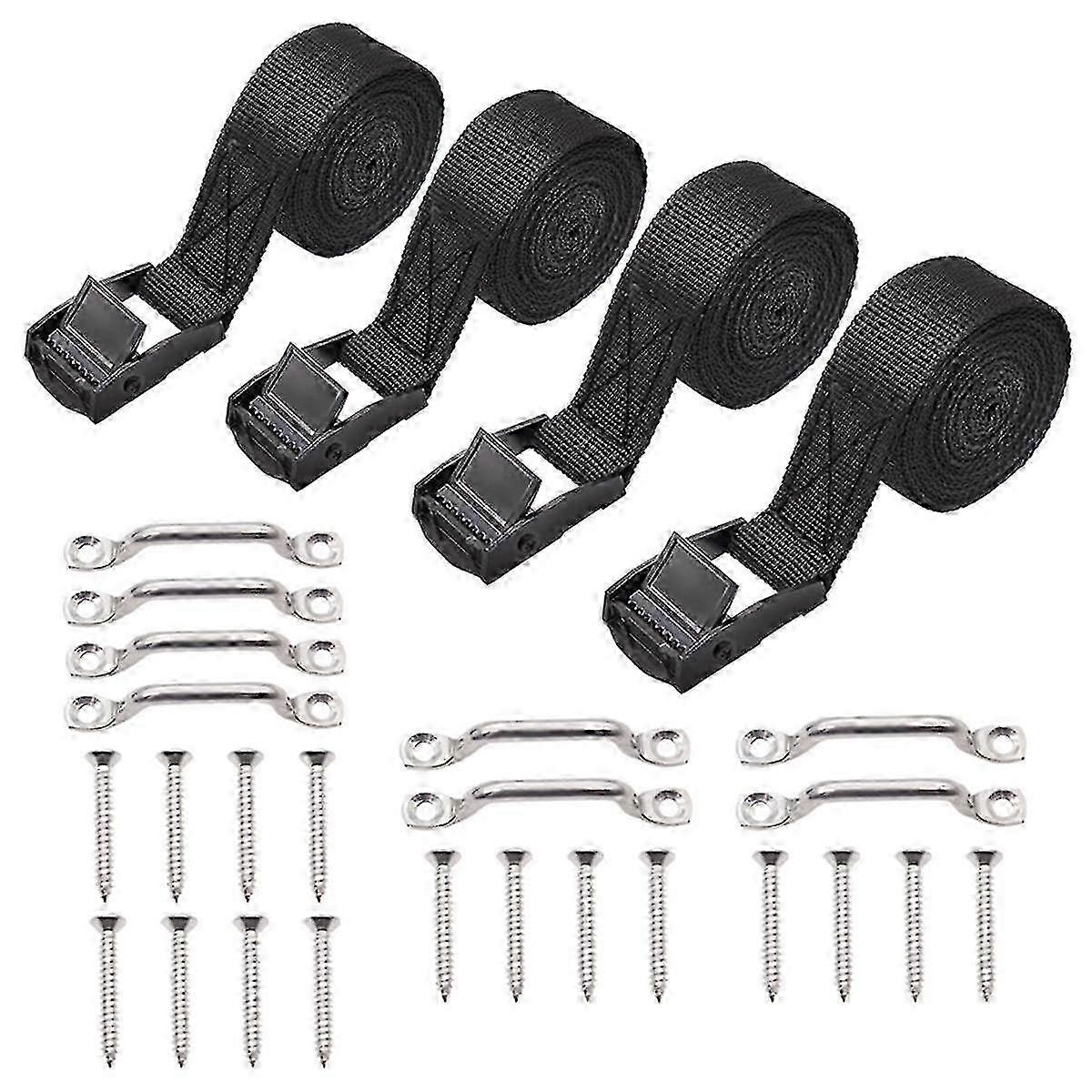 Kit de sangle d’attache de batterie de 1 pouce x 4 pieds avec boucle à cames en acier inoxydable, support et vis pour bateau