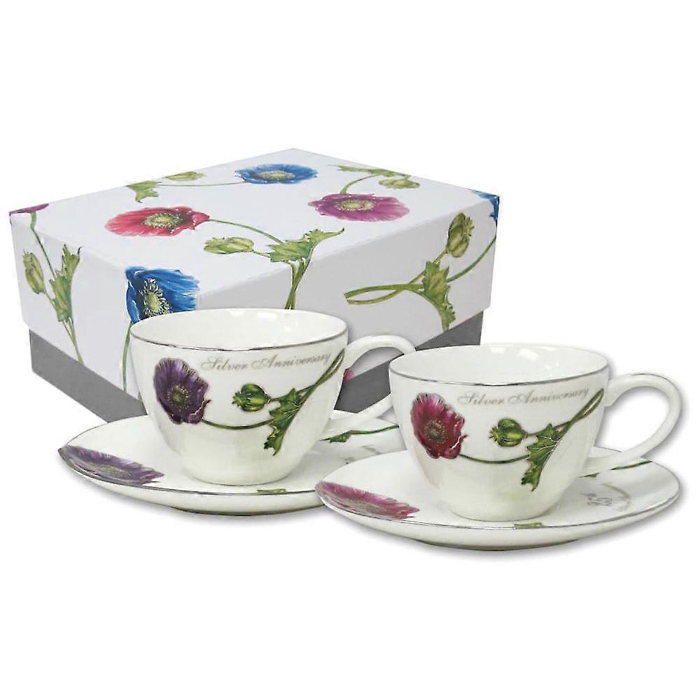 Dakota 25th Anniversary Premium Quality Jade Cup and Saucer (Red and Blue)
