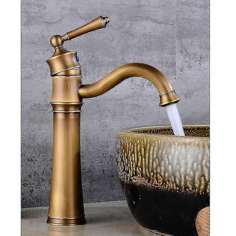 Mitigeur Lavabo Mural Vintage Laiton Antique – Robinet Rotatif 360° Eau Chaude/Froide, Installation Murale Classique Pour Salle De Bain Ou Cuisine