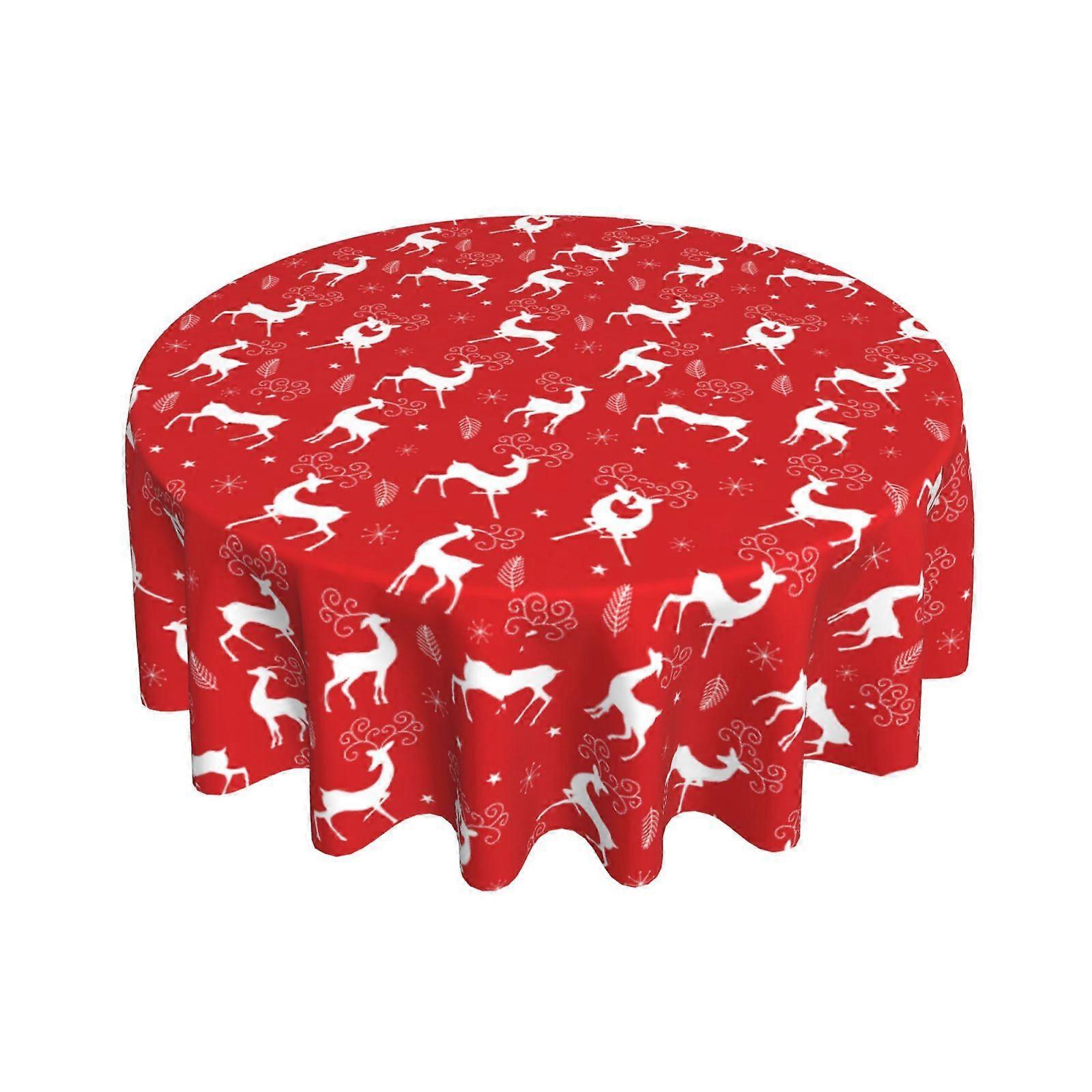 60 polegadas redonda capa de mesa de Natal Wipeable para interior e exterior toalha de mesa de decoração