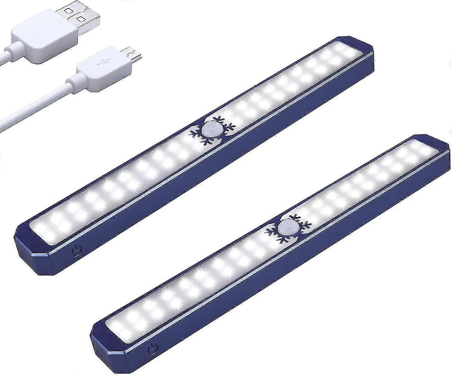 Led Under Cabinet Light Bar Motion Sensing Usb Rechargeable Under Desk Light Corridor 2 Pack Blue