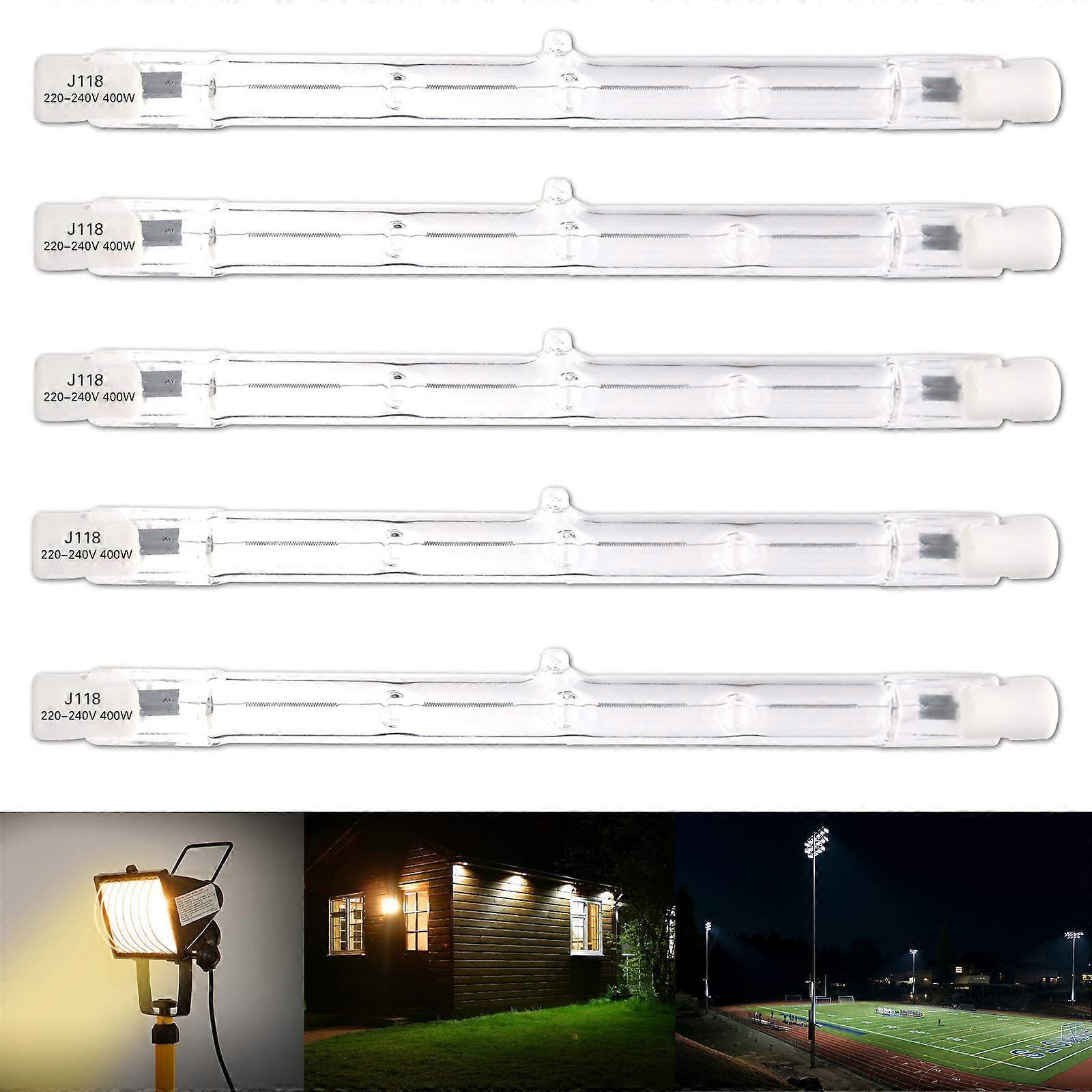 R7s Linear Halogen Floodlight, 5PCS 300W 118mm Energy Saving Tungsten Halogen Lamp, 2800K Warm White, 360Beam Angle Dimmable R7s J118 Security Light B