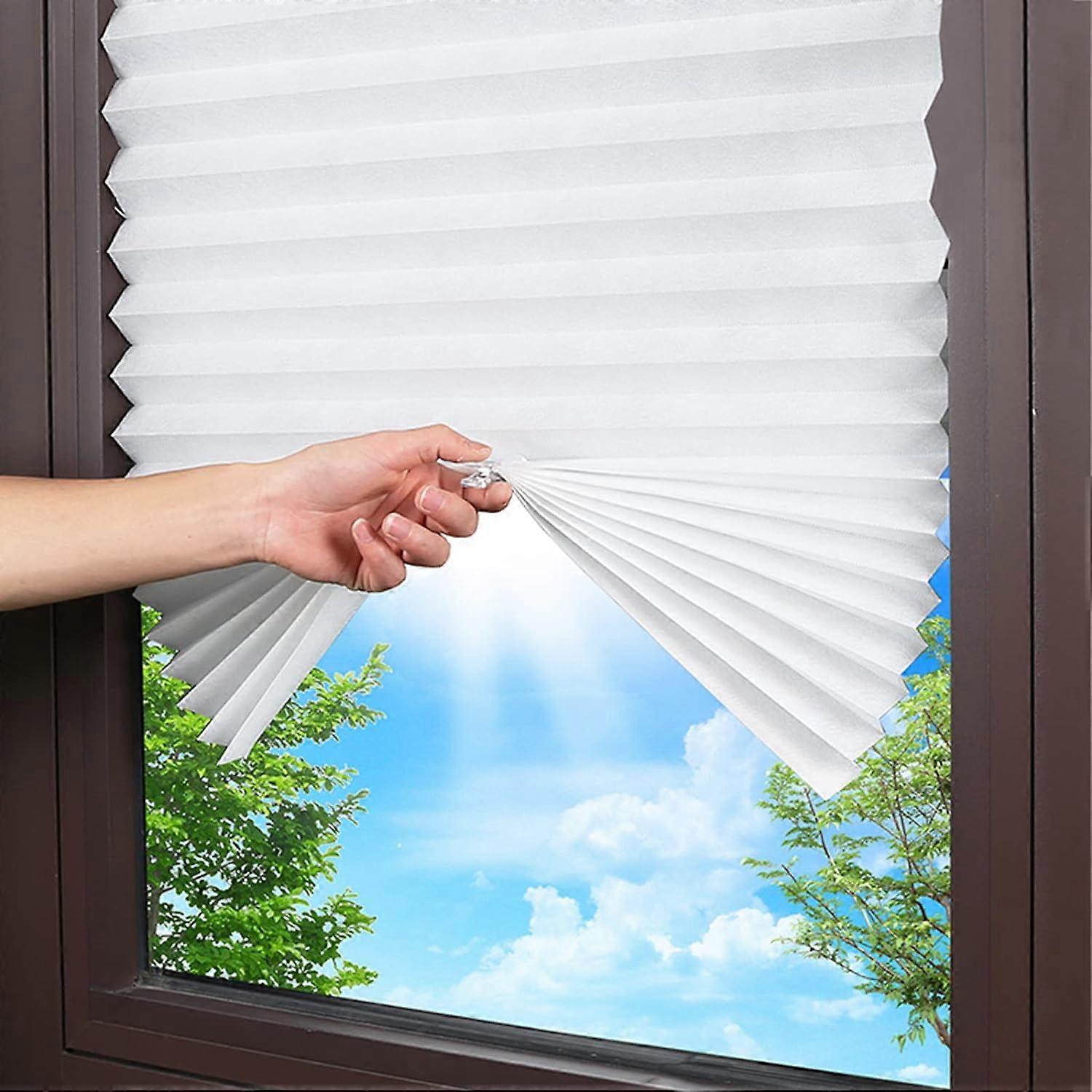 Temporary Blackout Blinds with Adhesive, Light Filtering Pleated Temporary Paper Blinds, Semi-Blackout Foldable Curtains