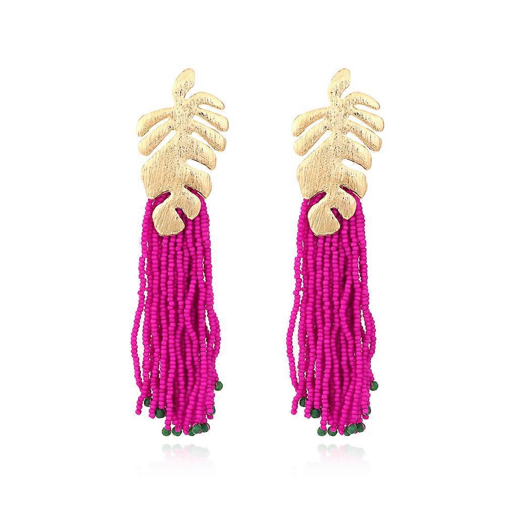 Long Beaded Tassel Earrings  Native Handmade