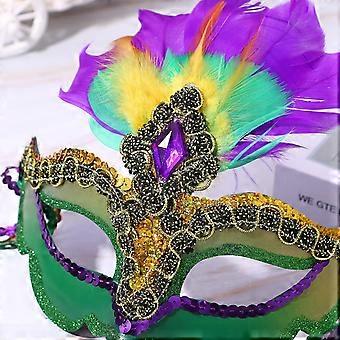 Maskerade Maske Mit Federn – Karneval, Halloween, Cosplay Party Maske Aus Kunststoff & Federn