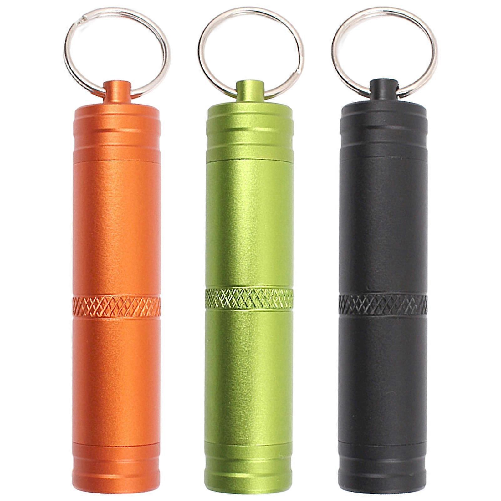Kaesi Pill Storage Case Vibrant Color Rust-proof Good Sealing Effect Waterproof Easy to Carry Store Pills Aluminum Alloy Keychain Tablet Pill Containe