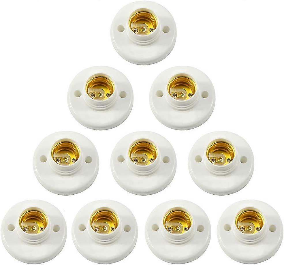 E27 Lamp Holder, Wall Screw Socket, LED Bulb Base Converter Adapter, for E27 Bulb Plastic Round Screw Socket 10PCS