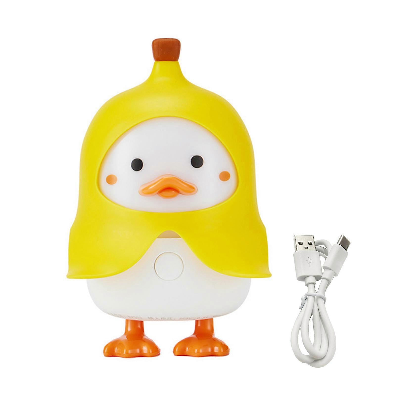 Cartoon Duck Night Lamp Dimmable Soft Lighting Flicker Free Rechargeable Touch Control LED Table Light Silicone Stress-Relieving Toy