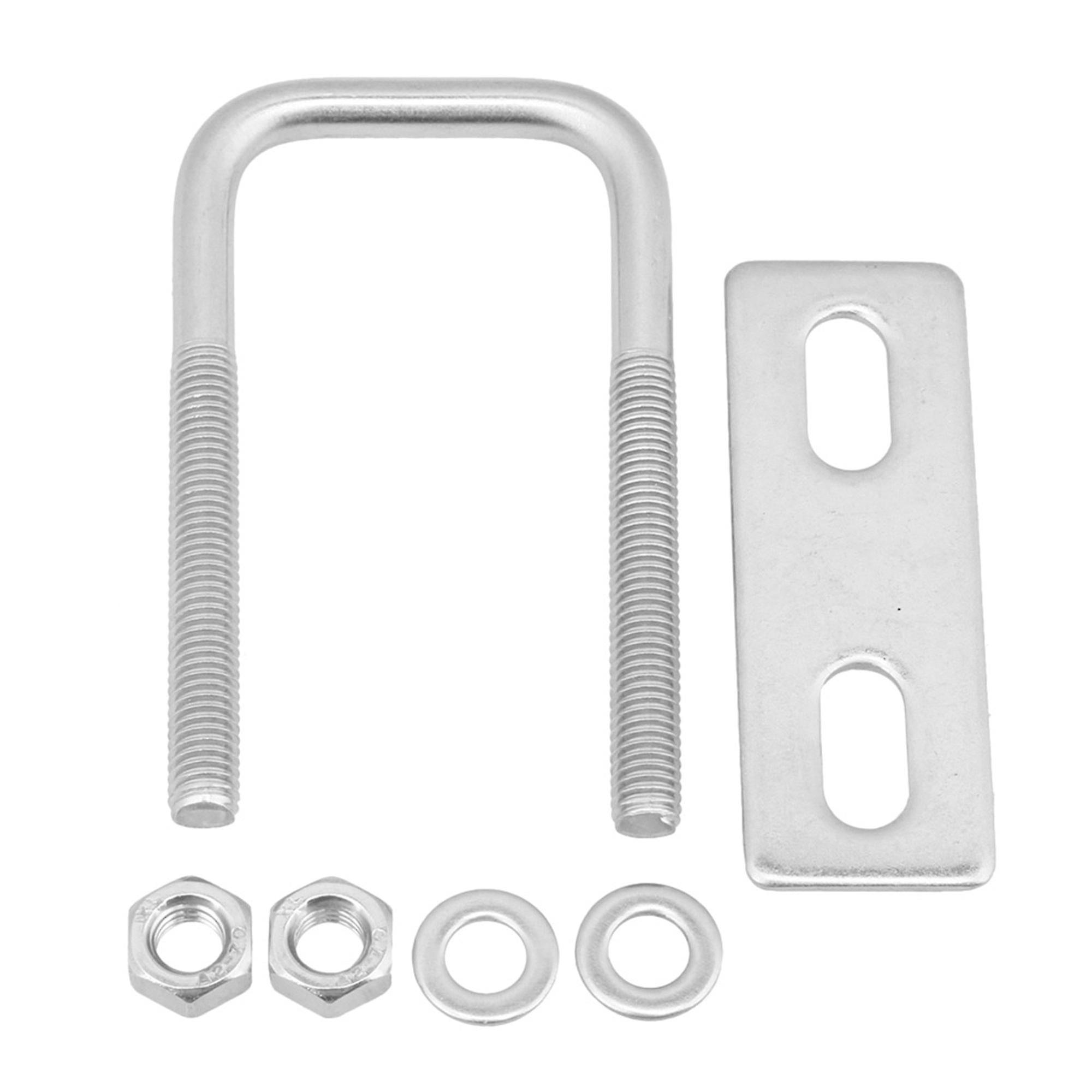 Nuts Bolts 304 Stainless Steel Square U Bolt With Plate Set M6x30x70 Fixing Pipe