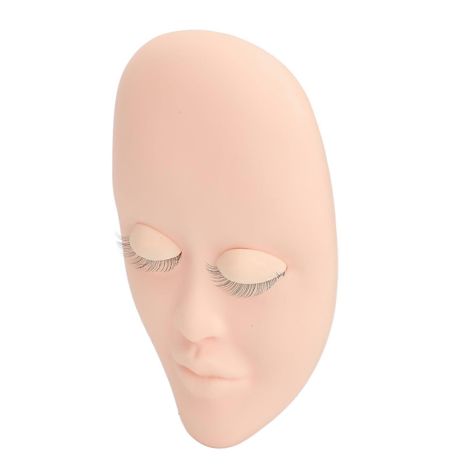 Eyelash Extension Mannequin Head with 6 Pair Replacement Eyelids Soft Touch Lash Mannequin Face Pink