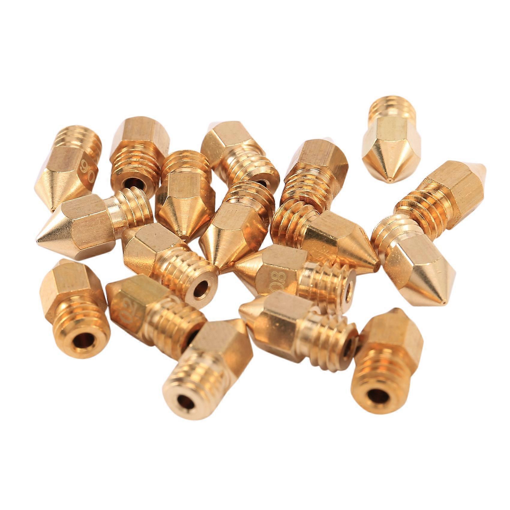 18 Pcs 3D Printer Nozzles M6 Extruder Brass Nozzle Print Head (2x0.2mm+2x0.3mm+6x0.4mm+2x0.5mm+2x0.