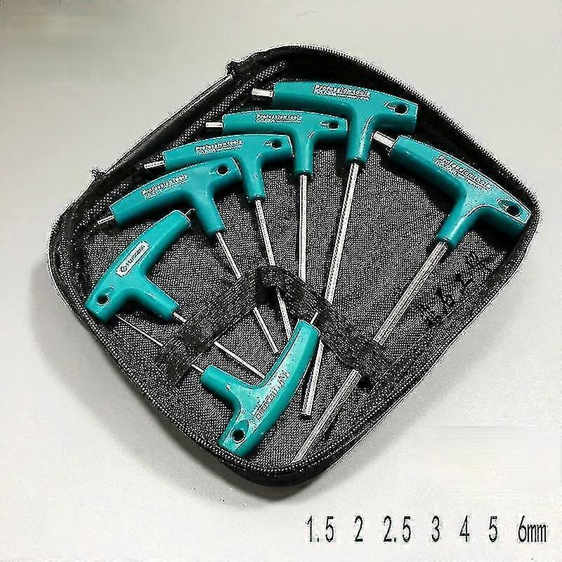 EVAGO 7pcs Green Allen Key Hex Wrench Flathead T-handle Spanner Hexagon Screwdriver Hand Tools For Reparing Auto Bike Motorycle Fa1384 Awo84837