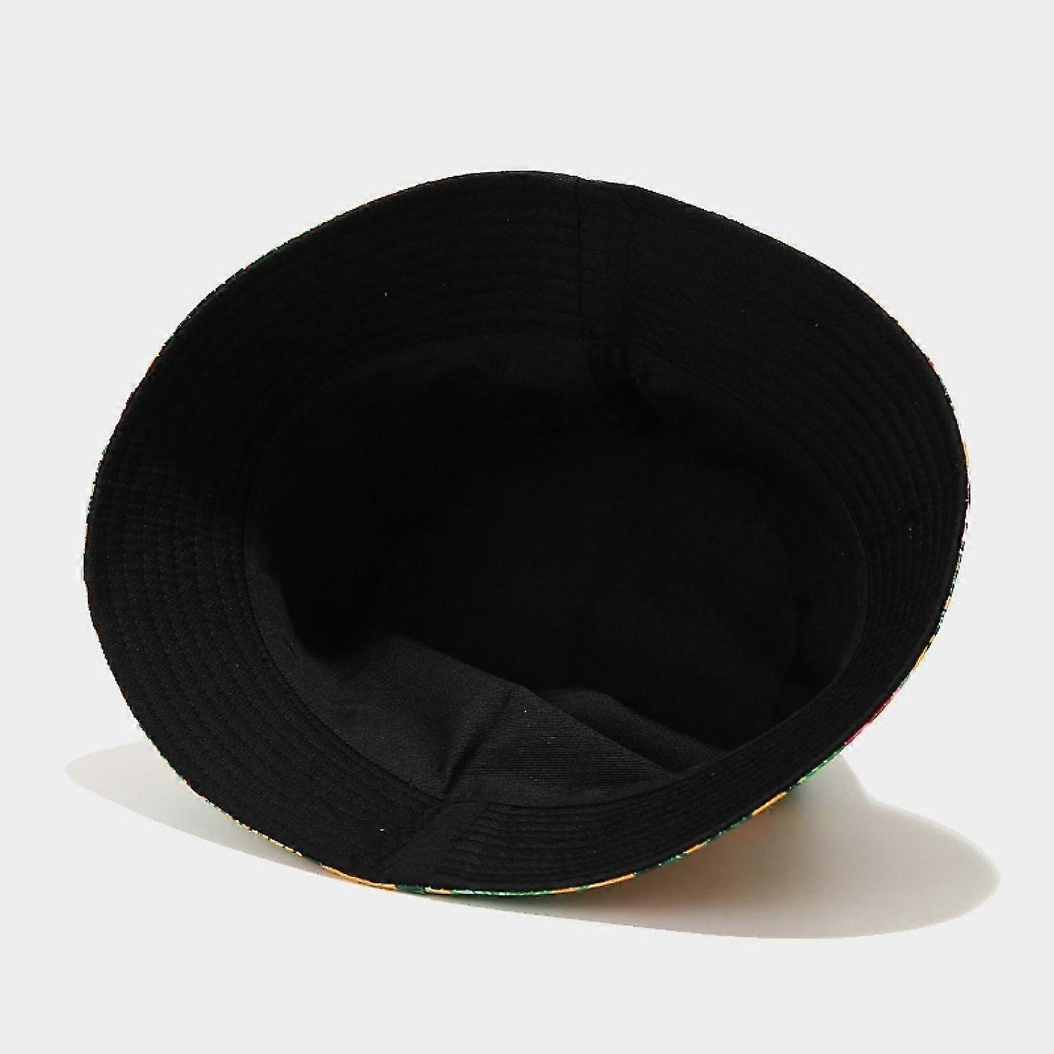 Shxx Aveki Packable Reversible Black Printed Fisherman Bucket Sun Hat, Many Patterns Xq-mz541