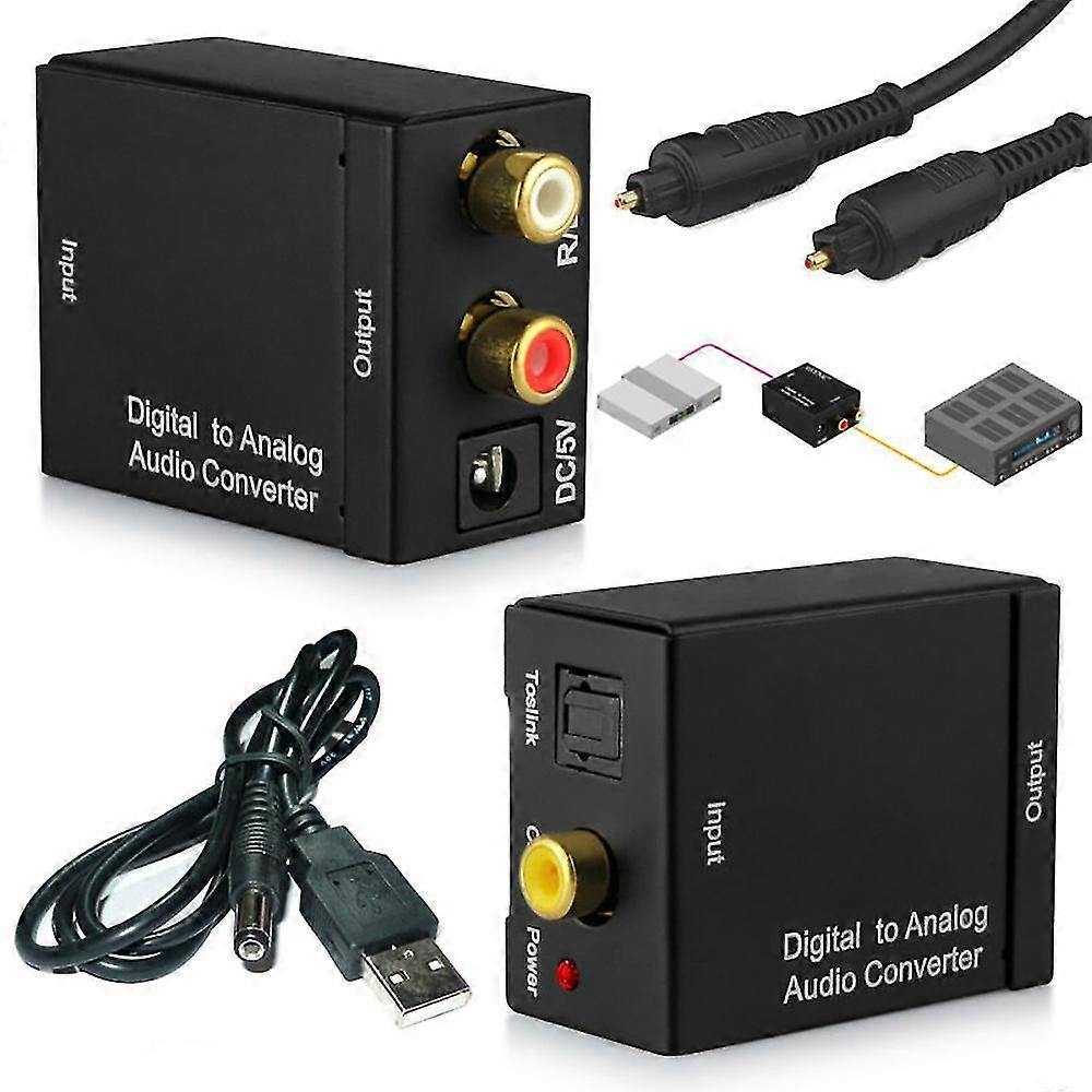 Digitaler optischer Koaxial-Toslink-zu-analoger RCA-Audiokonverteradapter