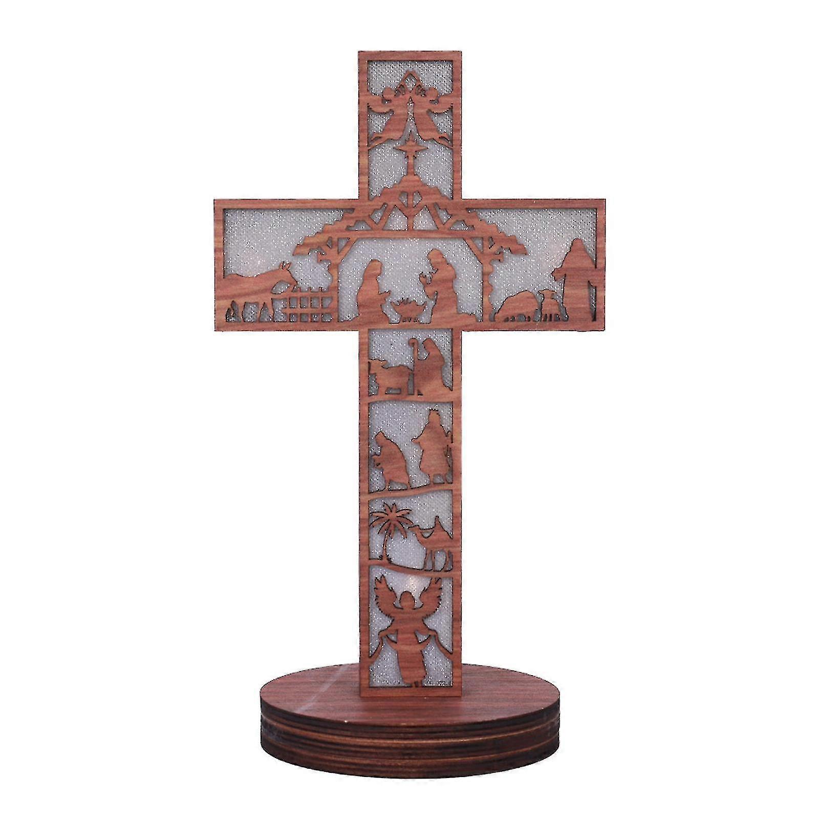 3D Wooden Nativity Scene Book Display with Light,Nativity Sets for Easter Indoor