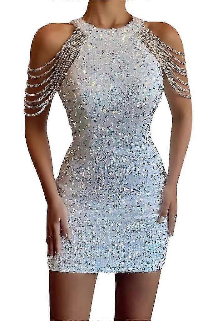 قبالة الكتف الذهب الترتر اللباس حفلة قصيرة bodycon اللباس المرأة مثير مساء اللباس- yujia