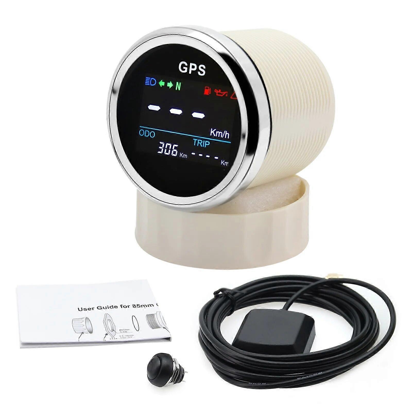 HD Digital 52mm GPS Speedometer Odometer Adjustable TRIP ODO Speed Gauge LCD Display 0~999 Mph Knots Km/h Car Motorcycle Boat