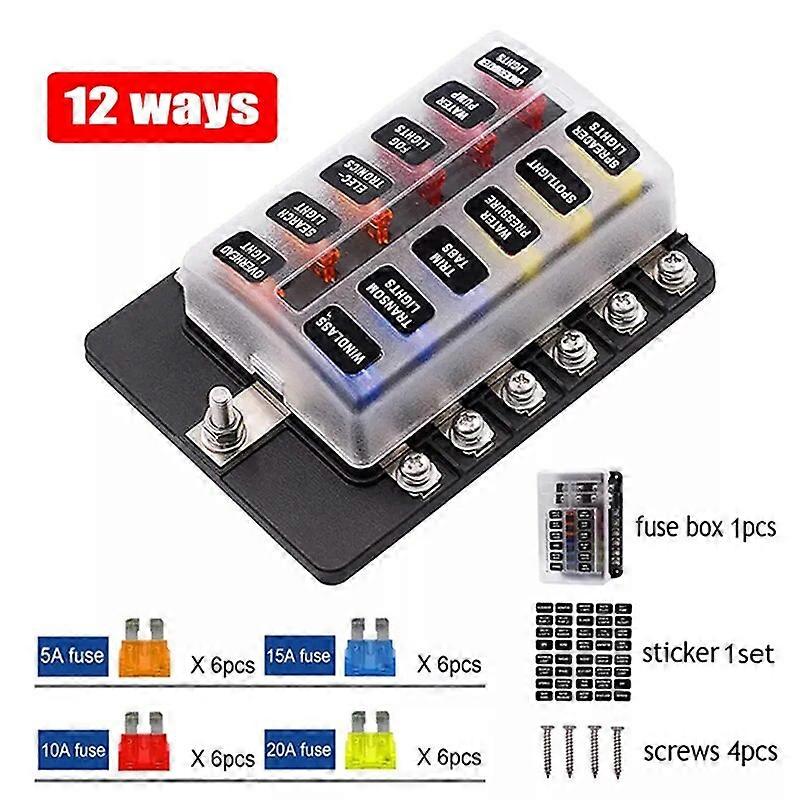 Ways Mini Blade Fuse Holder Splitter Fuse Box with LED Warning Light For Car Boat Camper 12V Universal Fuse Block