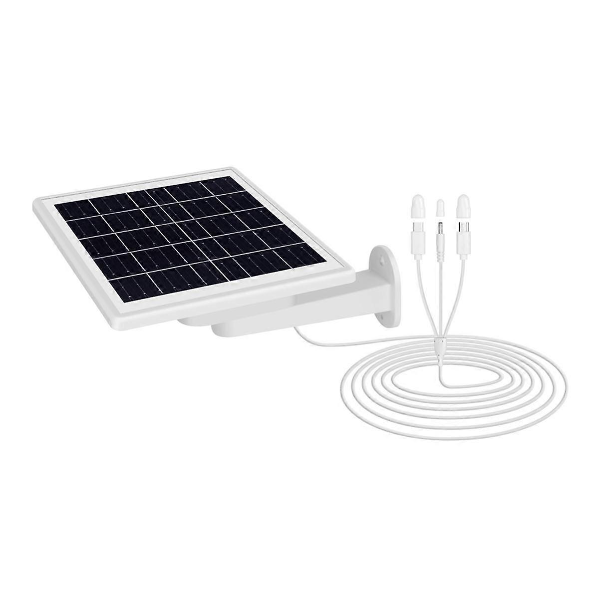 8W Solar Panels for Security Camera Built-in Battery with 3-In-1 Cable IP65 Waterproof 360 Adjustable Security Mount