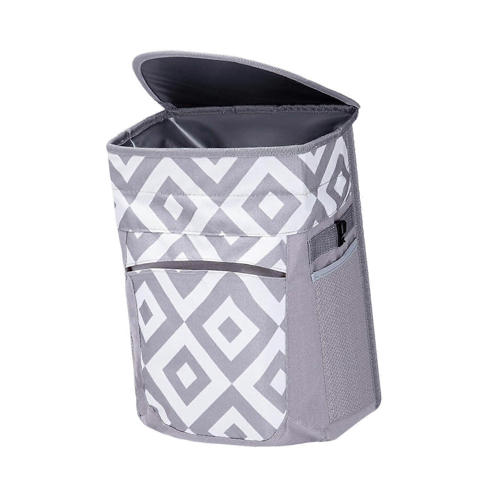 Vehicle Trash Can Car Trash Bag with Lid Easily Install with 3 Extra Pockets Style A