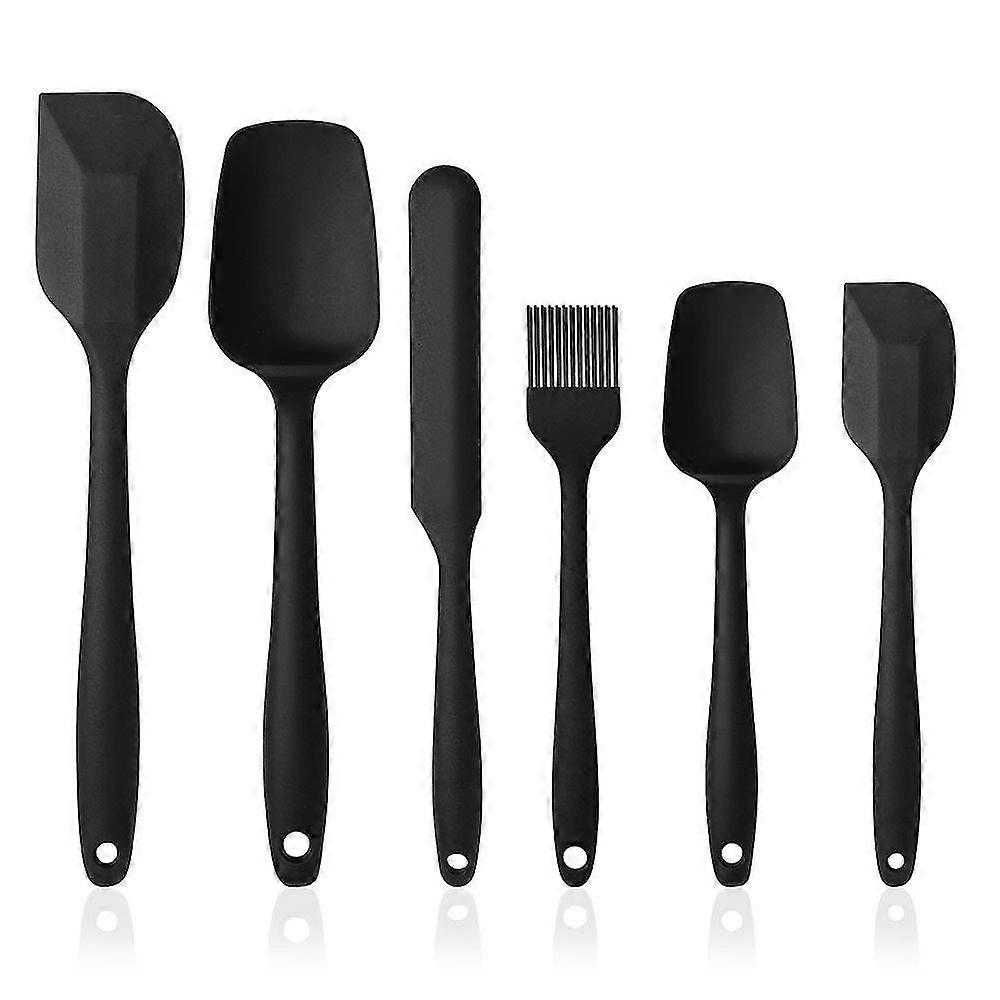 Silicone Spatulas Spoons Set, 6pcs Silicone Kitchen Utensils Black