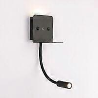 Wall light + 3W led reading light with usb port Black