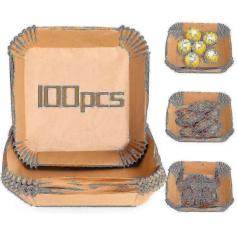 100pcs Air Fryer Disposable Parchment Paper Liner Oil-proof Paper Tray Non-stick Baking Mat Air Fryer Accessories Square