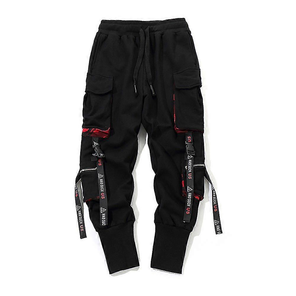 Men Work Combat Cargo Pants With Pockets Buckle Straps Techwear Trousers