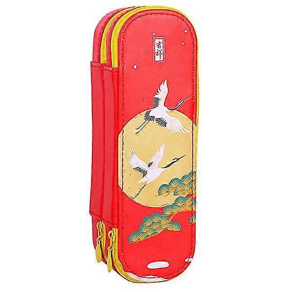 1pc Pencil Case Chinese Style Writing Case Double Layer Pen Bag (random Style)