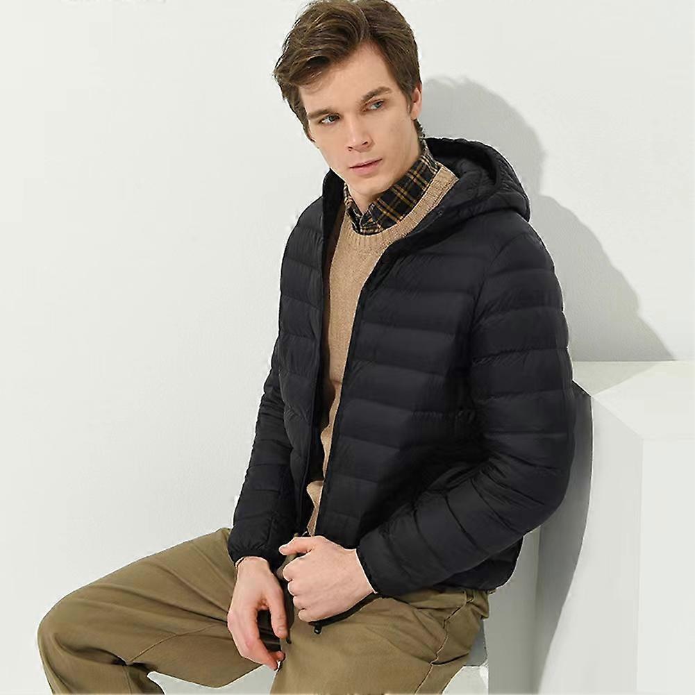 Men's Puffer Jacket Lightweight  Warm Down Jacket Hooded  Winter Coat
