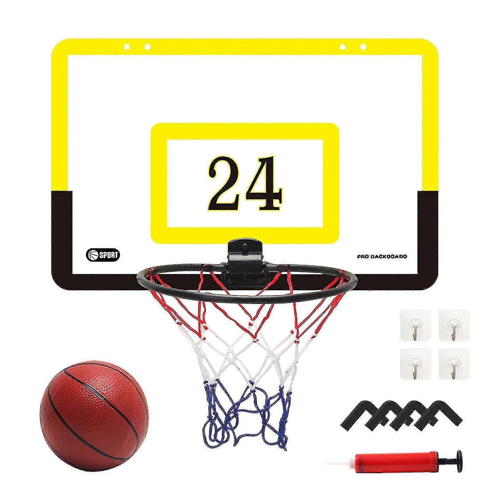 Hanging Door Basketball Board - Transparent Mini Backboard with 1 Basket Net, 4 Hook, and 1 Basketball