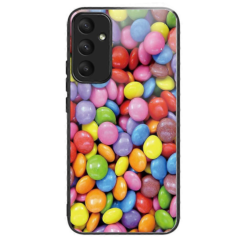 For Samsung Galaxy A55 5G Tempered Glass Case TPU Frame Pattern Protective Phone Cover