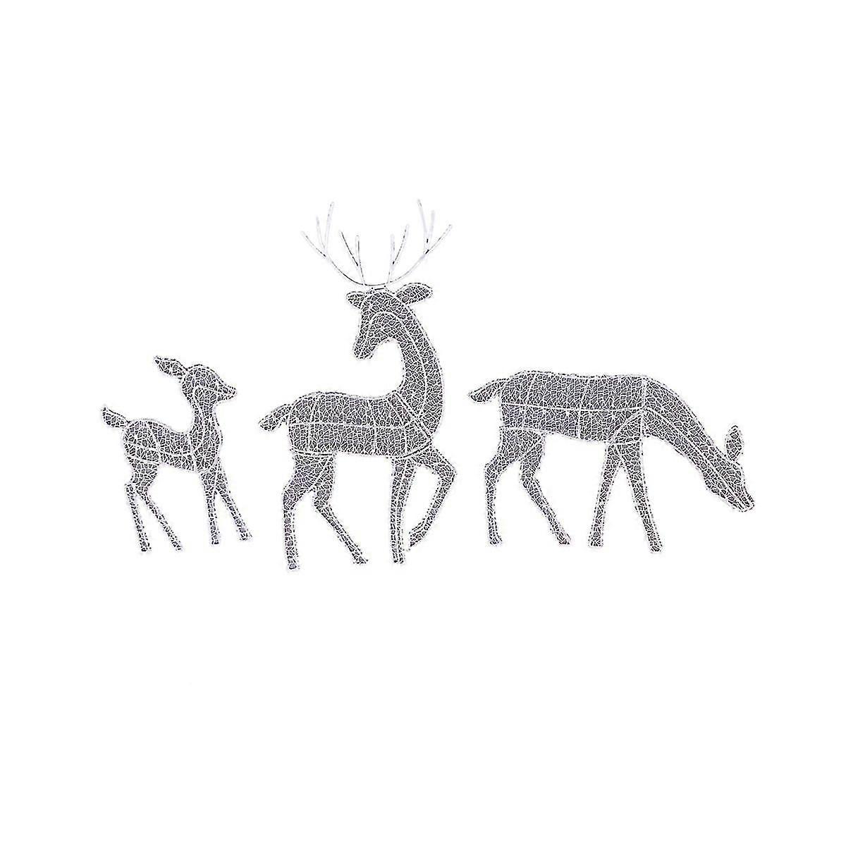 Christmas Deer Decoration Outdoor With Light Deer Family, 3-piece Set Reindeer For Yard Patio Lawn Garden Party Decor