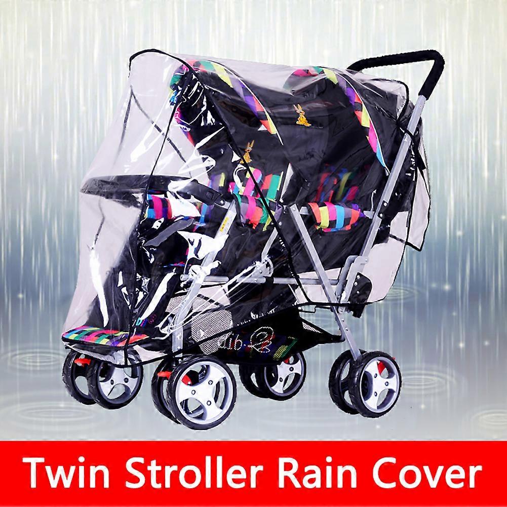 Double Stroller Rain Cover  Tandem Stroller Raincoat Baby Weather Shield Universal Size Waterproof Windproof