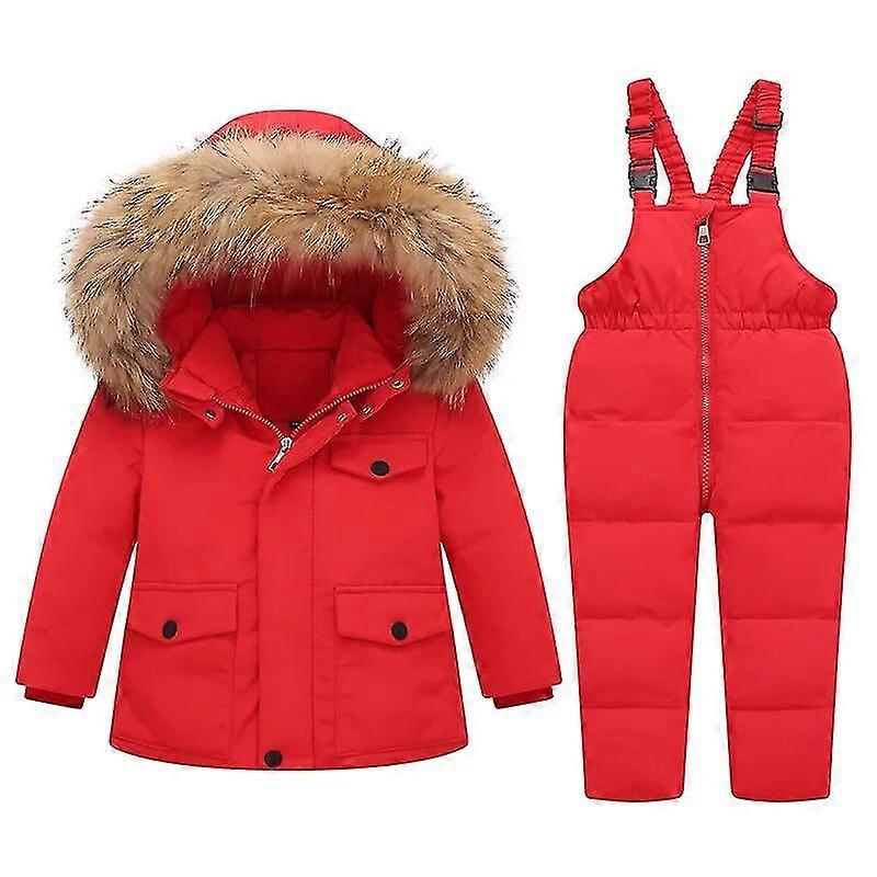 Parka Äkta Päls Huva Pojke Baby Overaller Vinter Dunjacka Varm Barnjacka Barn Vinterdräkt Snö Småbarn Flicka Kläder Kläder Set