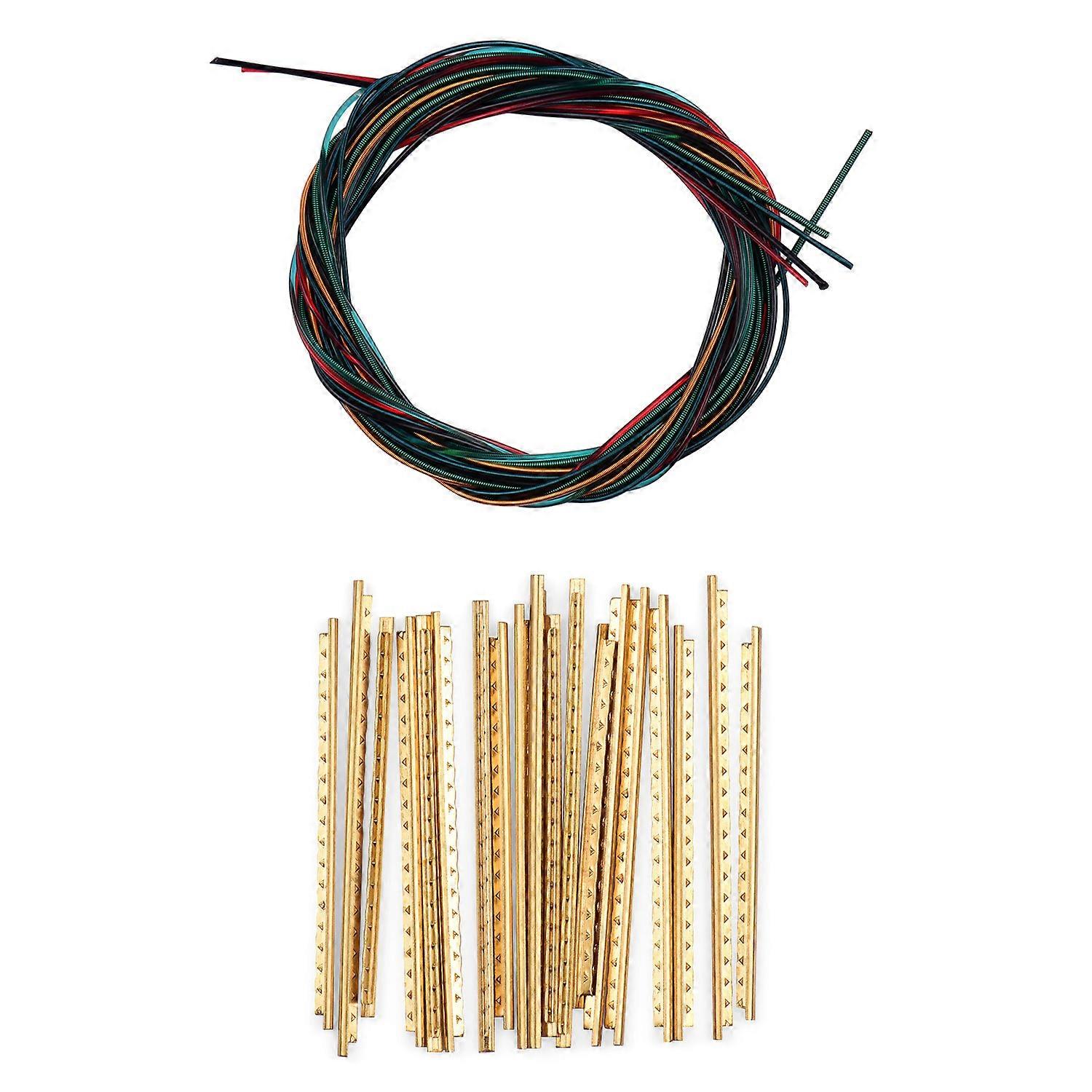 6pcs Multicolored Nylon Classical Guitar Strings with 21pcs 2.2mm Width Brass Classical Guitar Fret Wire Set for Classical Guitar Strings Set Replacem