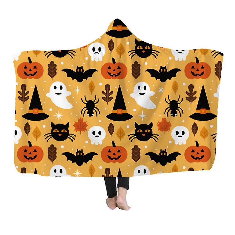 Vinter Hooded Tæppe Halloween kappe Græskar Cape Hooded Tæppe Bærbar Lazy Tæppe-150 * 200cm