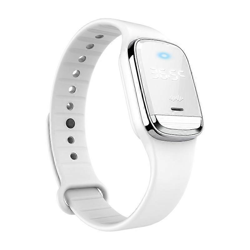 Temperature measuring bracelet, ultrasonic mosquito repellent strap (white), reusable long protection with clock support