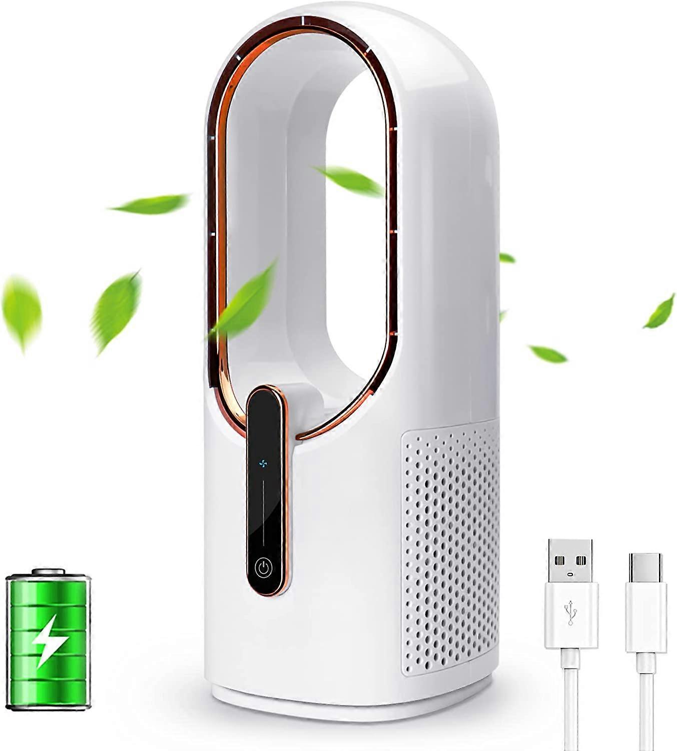 Ubiuo Ventilatore da tavolo, ventola senza lama silenziosa da 11,8 pollici, ventola ricaricabile da tavolo USB, piccola ventola da tavolo portatile...