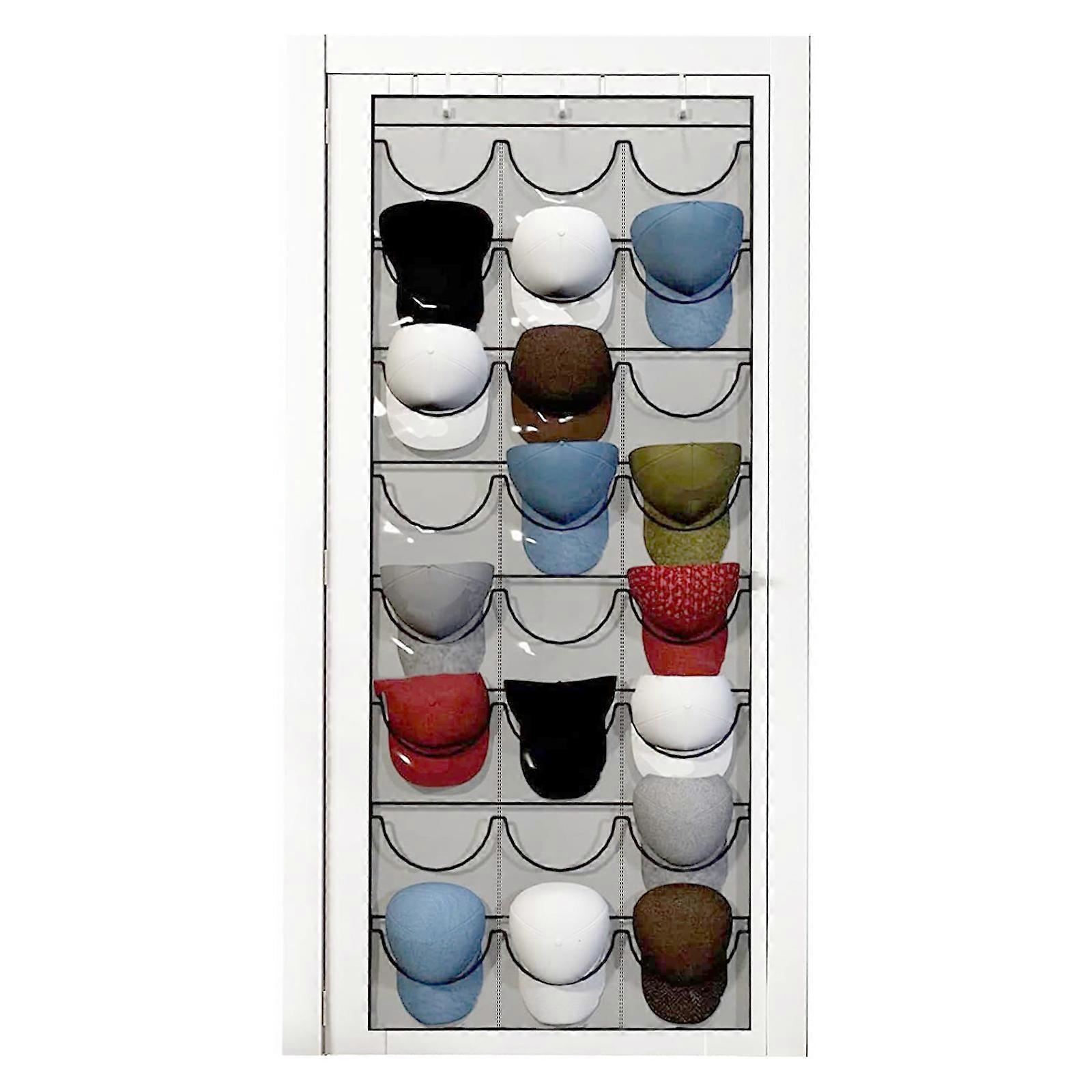 Baseball Cap Storage Hanging Bag Curve Hanger Rack 24 Clear Pockets