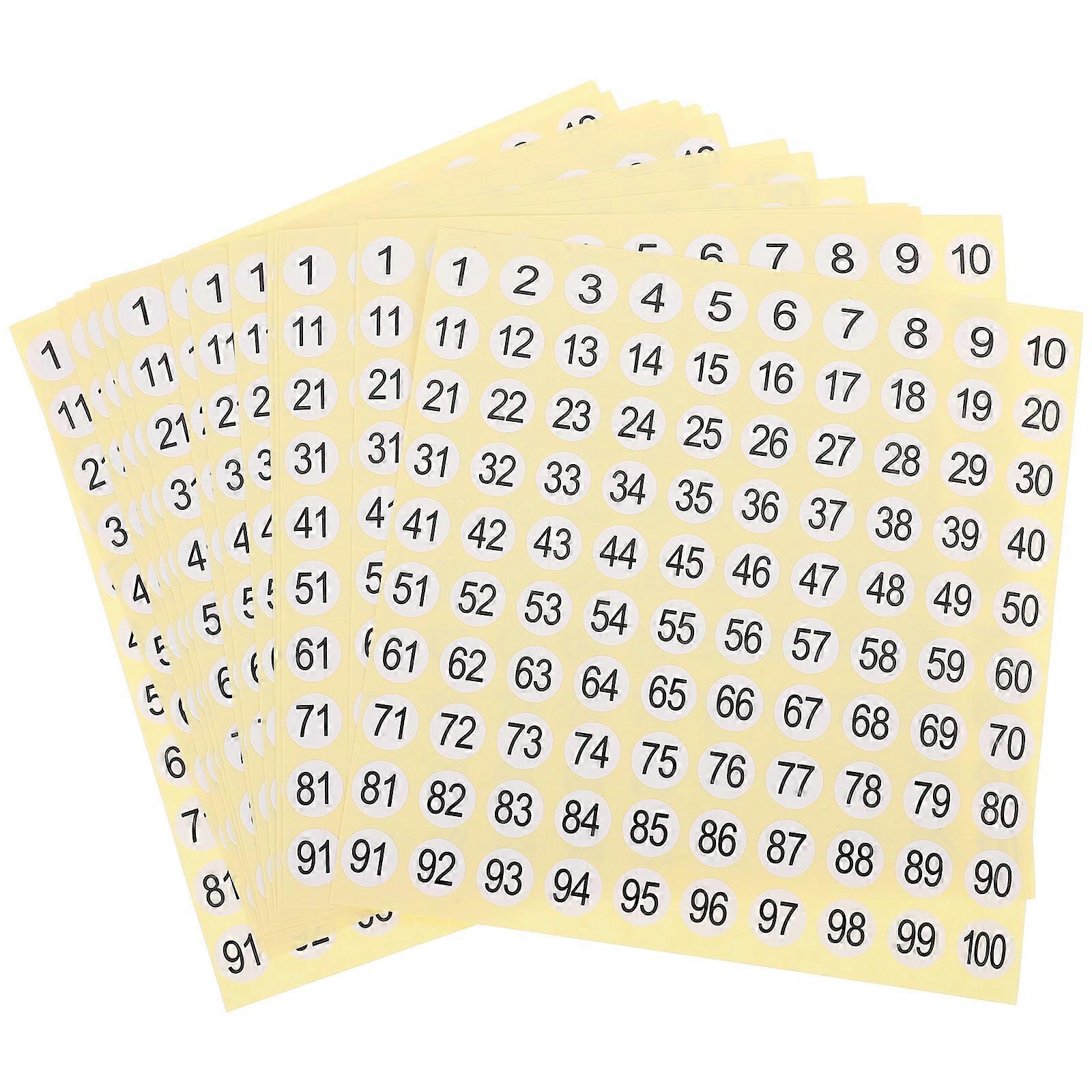15 Sheets of Round Numbered Stickers Labels Numbered Stickers Clothing Size Labels