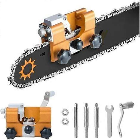 Yellow Chainsaw Sharpener Kit - Portable Hand Crank Chainsaw Sharpening Tool with 3 Carbide Cutters