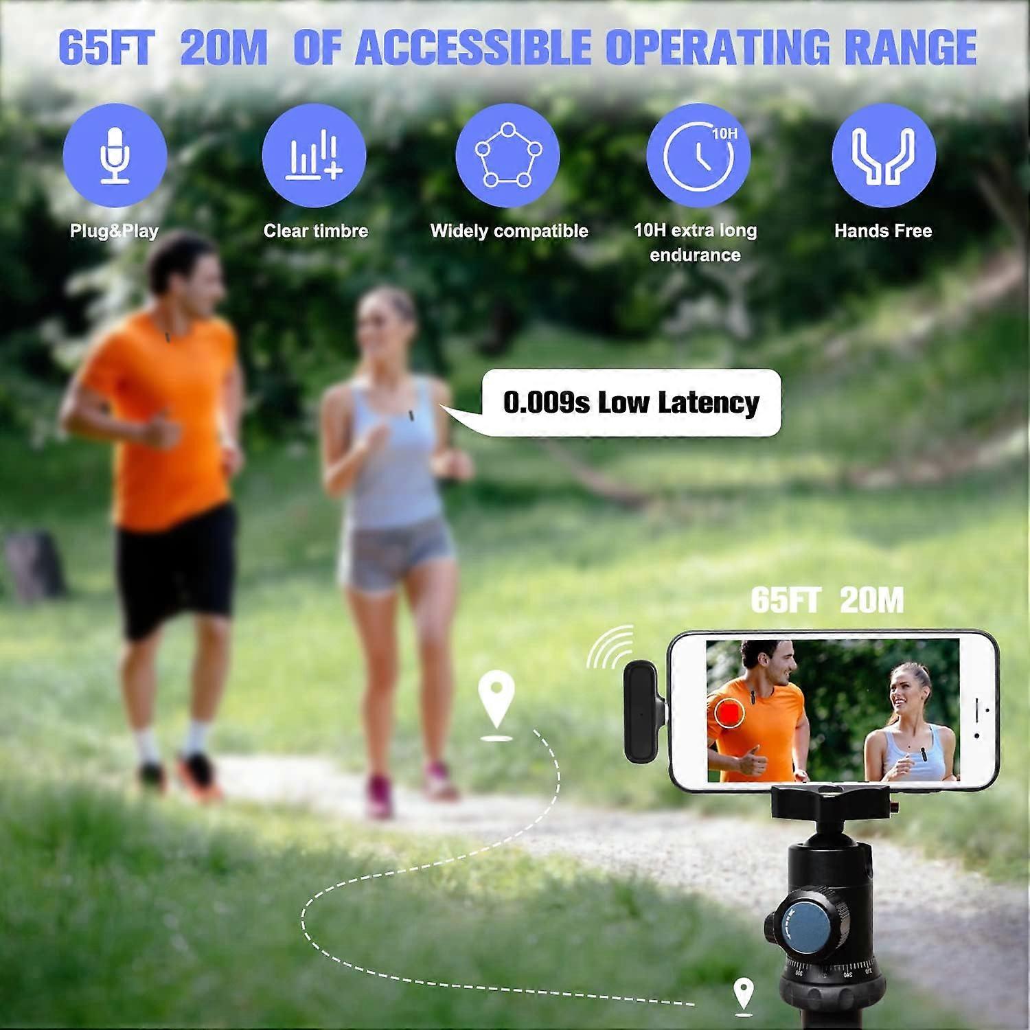 Wireless Microphone for Android iPhone iPad - Type C Wireless Lapel Mic Noise Reduction