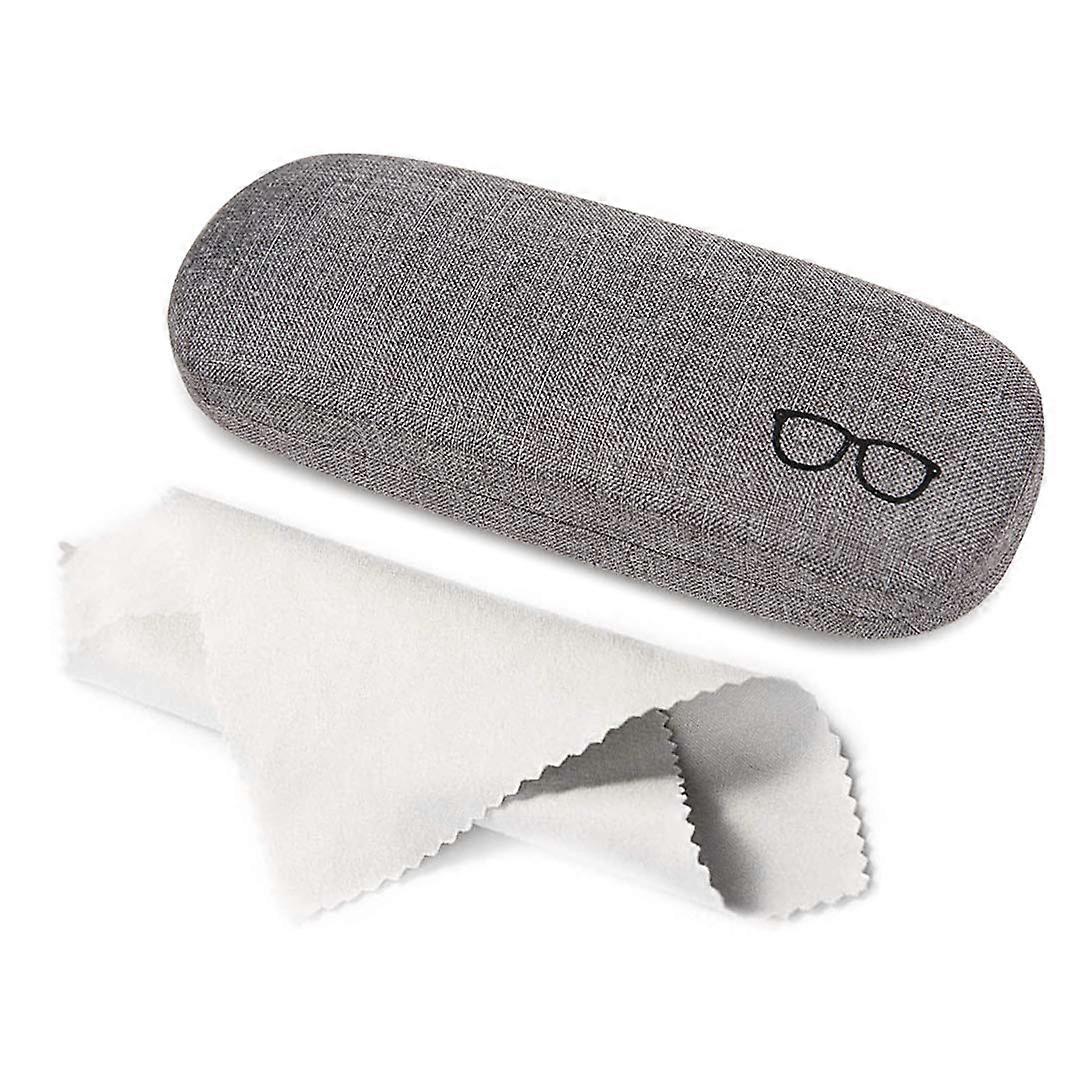 Linen Canvas Hard Glasses Case Portable Protective Case for Glasses and Sunglasses with Microfiber Cloth