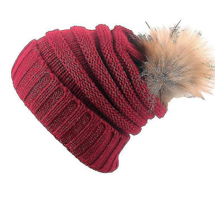 Unisex Knit Beanie Ski Hat With Pom