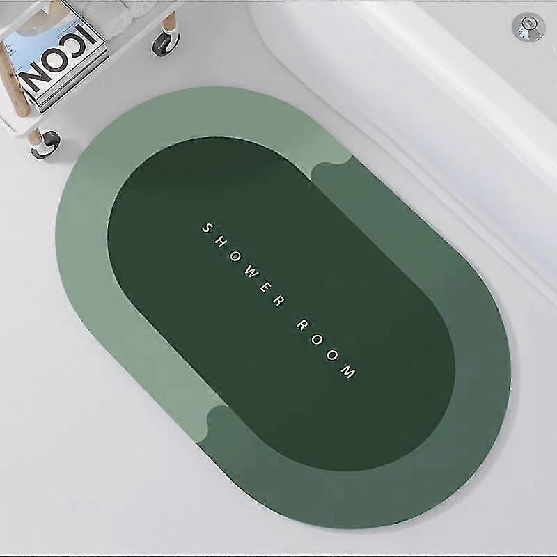 超吸収性バスマット速乾性バスルームラグ滑り止め玄関マットフロアマットトイレカーペットホーム掃除が簡単(楕円形グリーン、23.6 x 35.4インチ)
