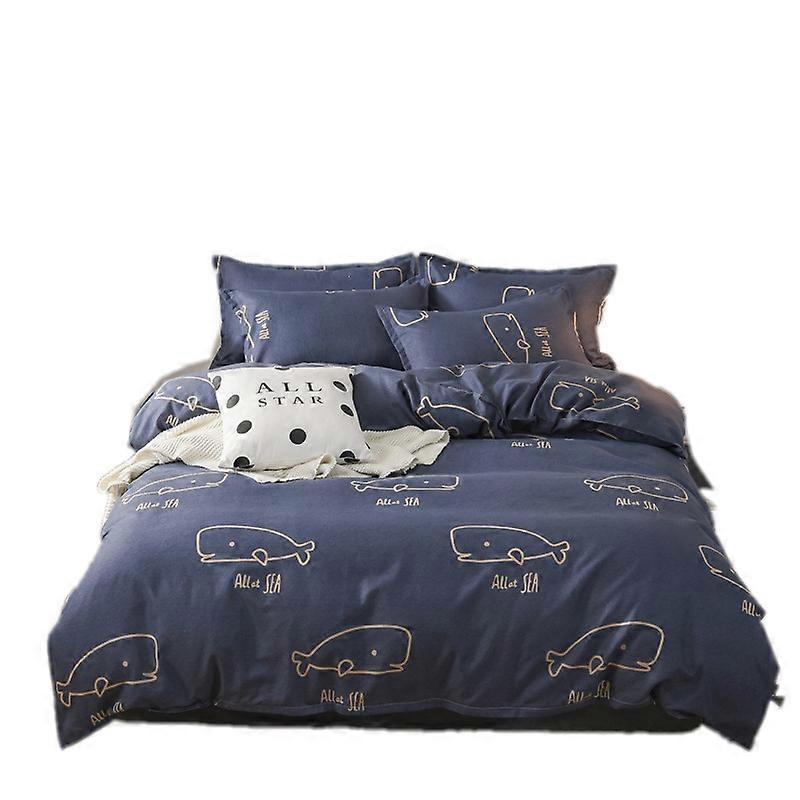 Luxury 4 Piece Set Bedding printed Quilt Cove Fitted Sheet Pillowcase Color F
