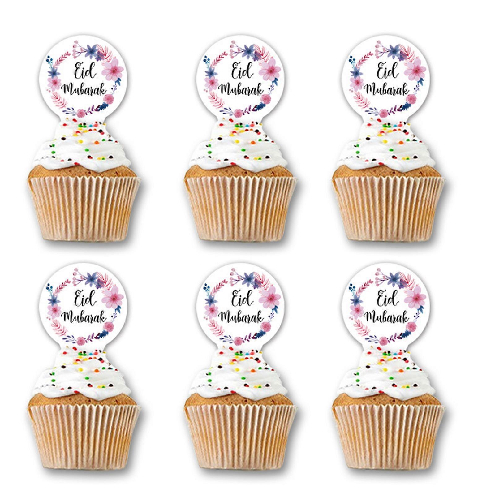  20 Pcs Eid Mubarak Cake Topper Ramadan Islamic Party Cupcake Decorations