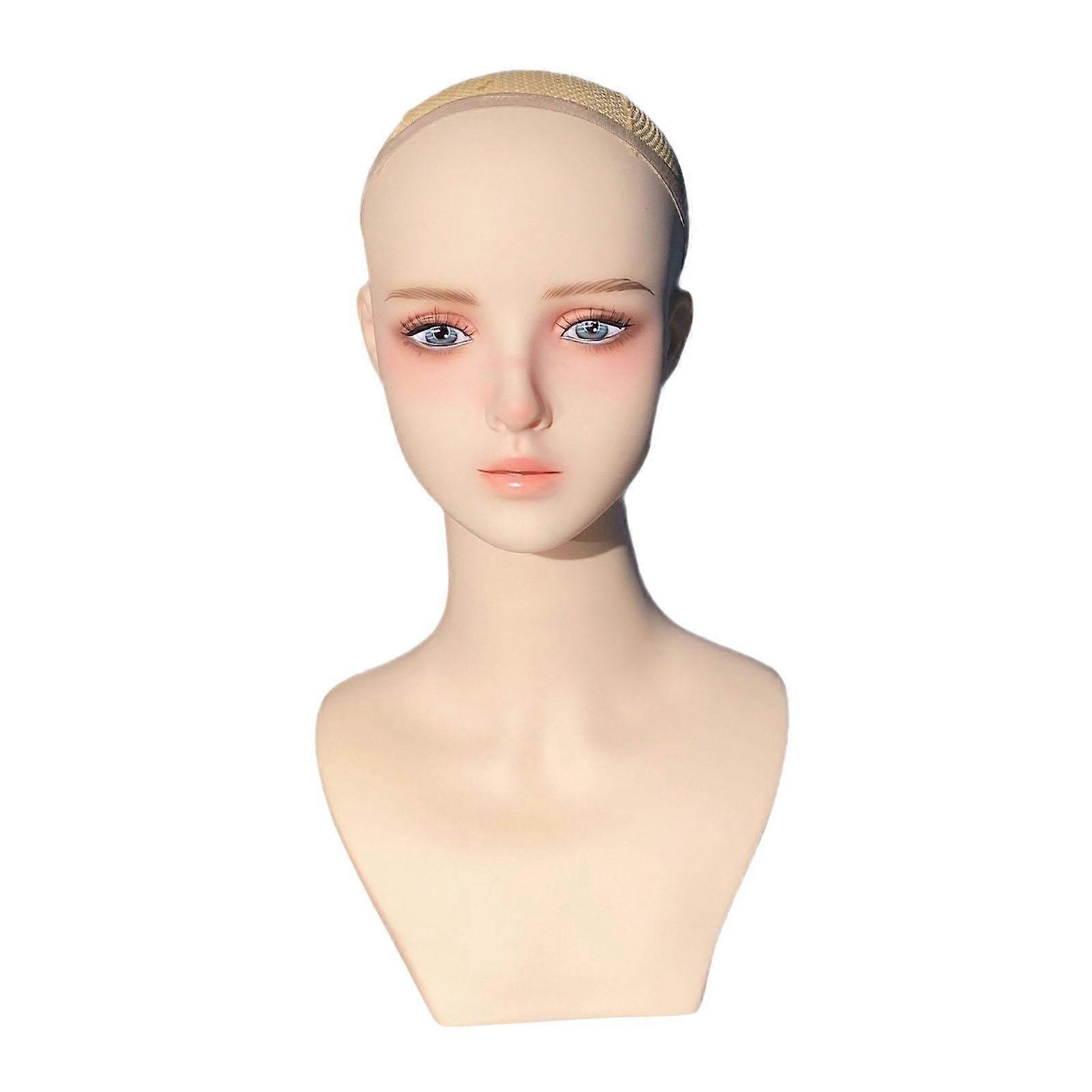 Female Bald Mannequin Head Wig Holder for Hat Glasses Wig Making and Display